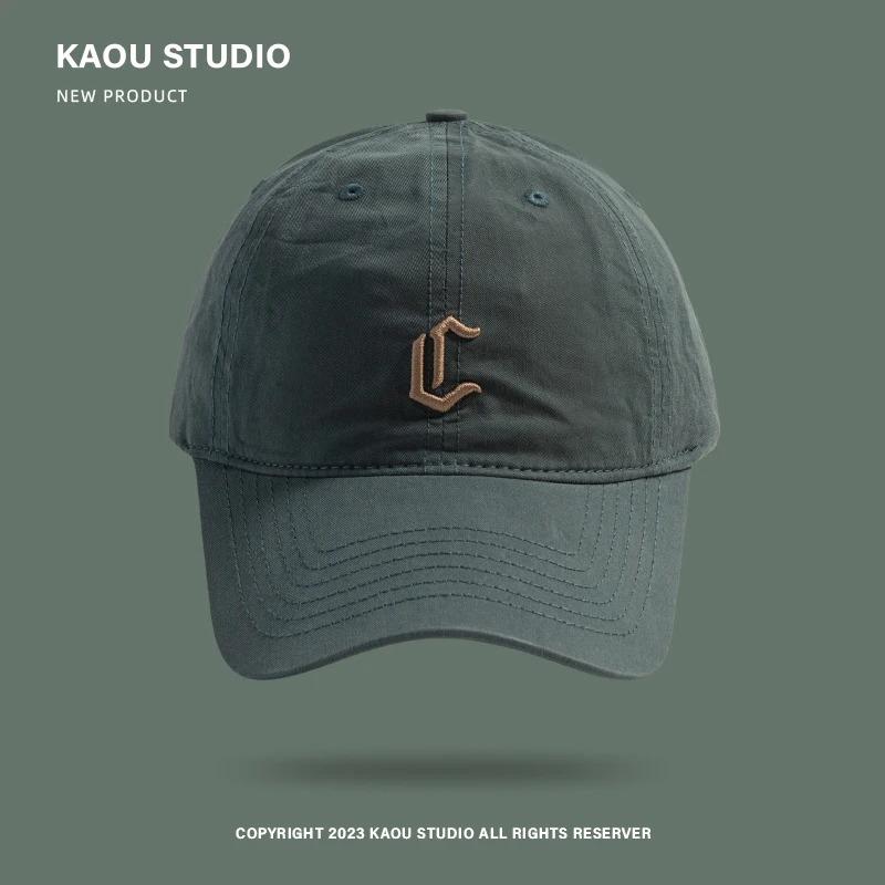 

Unisex Washed Baseball Cap - High Quality Embroidery Sunshade, Adjustable Cotton Hat, Curved Brim Vintage Letter & Fantasy Theme Adjustable зелёный