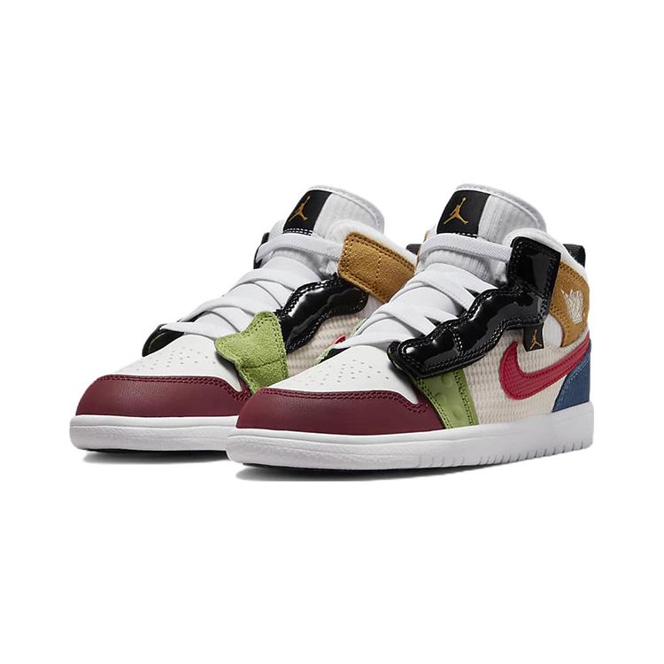 Air Jordan 1 Mid ALT SE PS Messy Room Kids Sneakers Multi-Color White Gym-Red DR6962-100