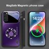 Silver circle apple icon For Samsung S25 S25 Edge S25Ultra S8 9 10 20 S21 Pro 22 Plus S23 FE S24 Ultra Magsafe Glass Phone Case