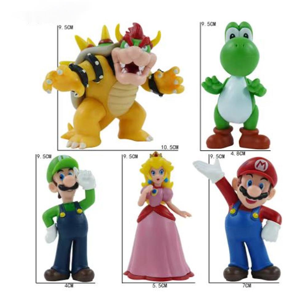 5/6/12Pcs Super Marios Bros Pvc Action Figure Toys Dolls Model Set Luigi Yoshi Donkey Kong Mushroomfor Birthday Gifts Decorative