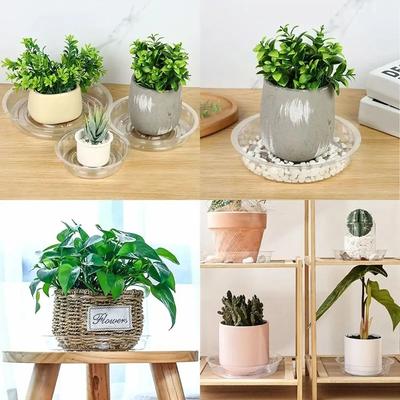5pcs 6/8/10/12 Inch Plastic Flower Pot Tray Transparent Anti-slip Drip Trays Sturdy Round Plant Base Indoor Outdoor