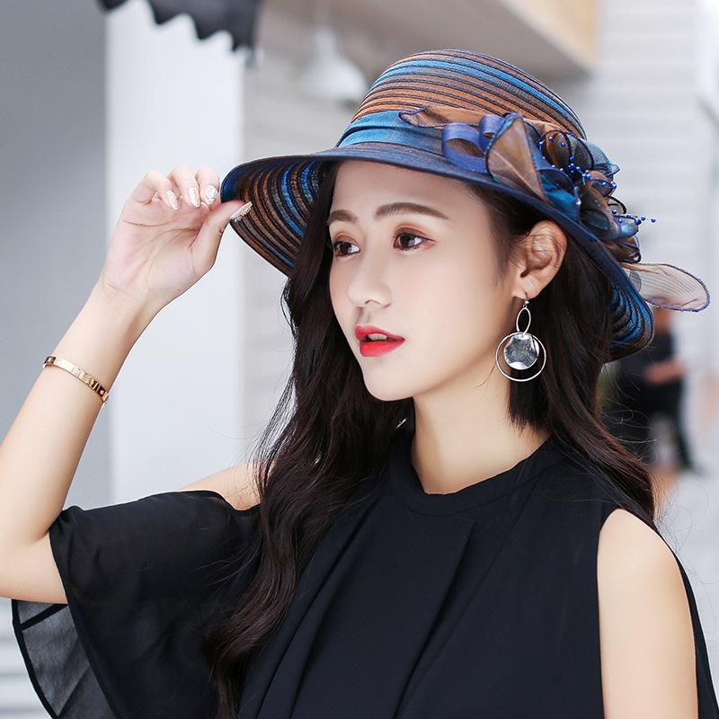 Korean Version Of Women'S Organza Sun Protection And Shading Beach Foldable Sun Hat Beach Vacation And Travel Cool Hat