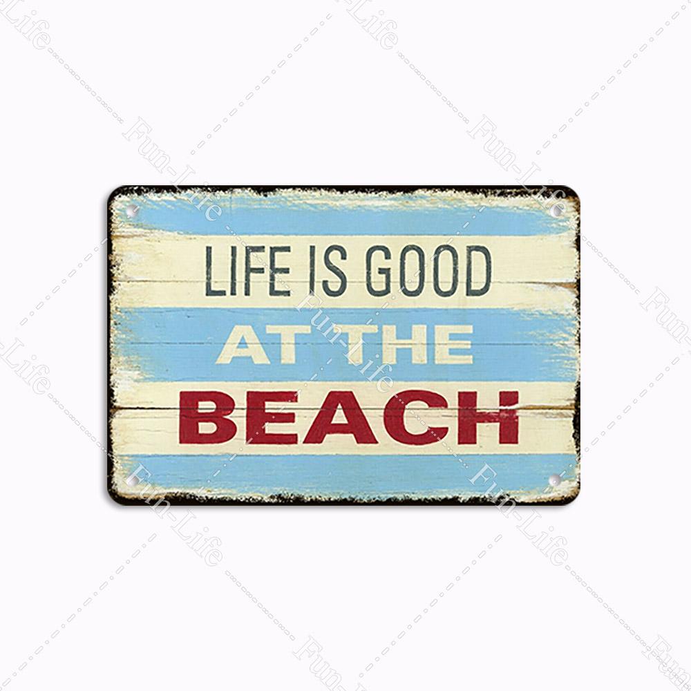 Beach Tin Sign Bar Pub Cafe Shop Wall Surfing Decoration Vintage Metal Art Sticker Poster Home Decor Iron Plate 20x30 cm