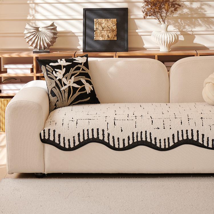 1pc Modern Minimalist Plush Sofa Cushion,Black and White Striped Non-Slip Soft Touch Moisture Absorbent Suitable for Living Room, Bedroom Office Decor