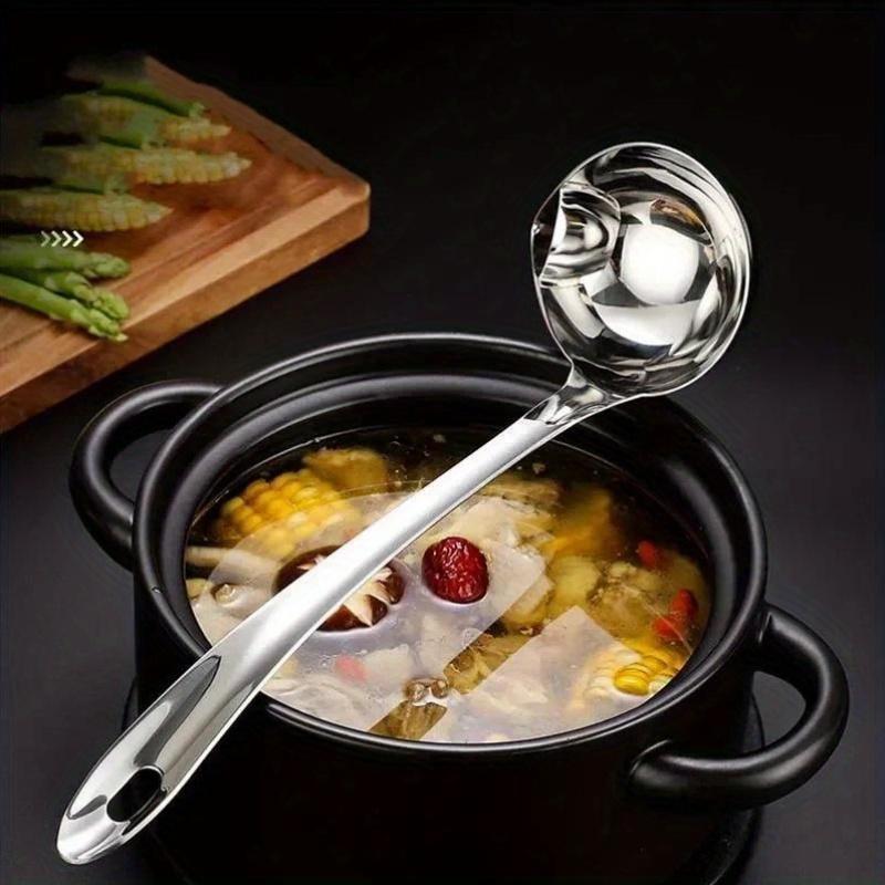 2-Pack of New Stainless Steel Kitchen Spoons, Dormitory Oil Strainer Spoon, Slotted Spoon, Household Food-Grade Spoon, High-Quality 