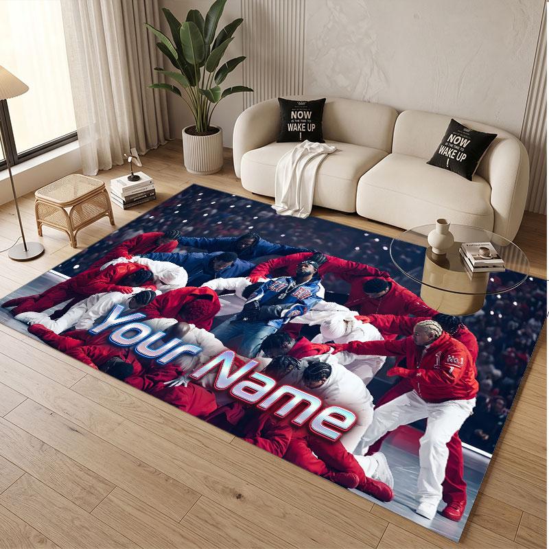 Custom Name Crystal Velvet Rug,Kendrick Lamar Comfortable Anti Slip Floor Mat For Room Decoration