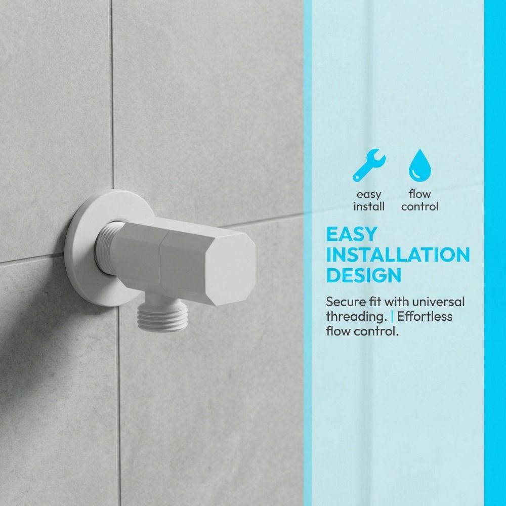 Solid Brass Triangle Valve Cream White Copper Material Water Stop Valve G1/2 Thread Quick Opening Angle Valve Washing Machine Cream White