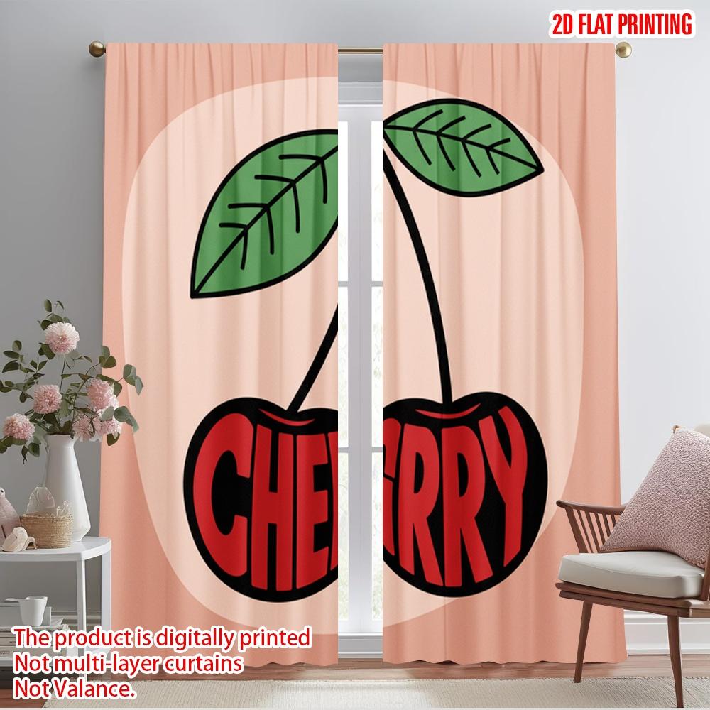

2 шт. шторы с плоской 2D печатью, вишня, полиэстер, без электричества, украшения для вечеринок, идеально подходят для праздников в любое время года 52.50×116.00 CM 2pcs