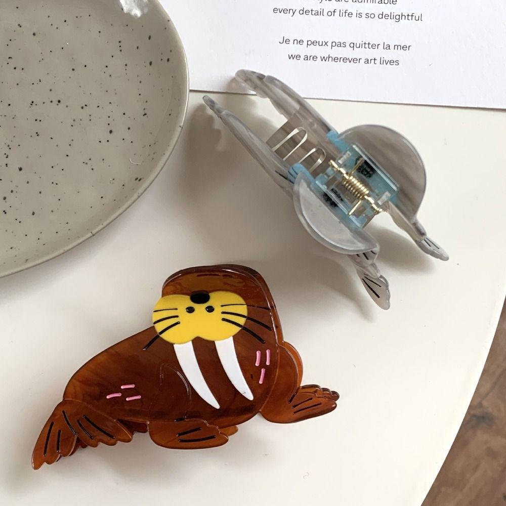 Korean Style Headwear Sea Lion Hair Claw Acetic Acid Geometry Shark Clip  Travel