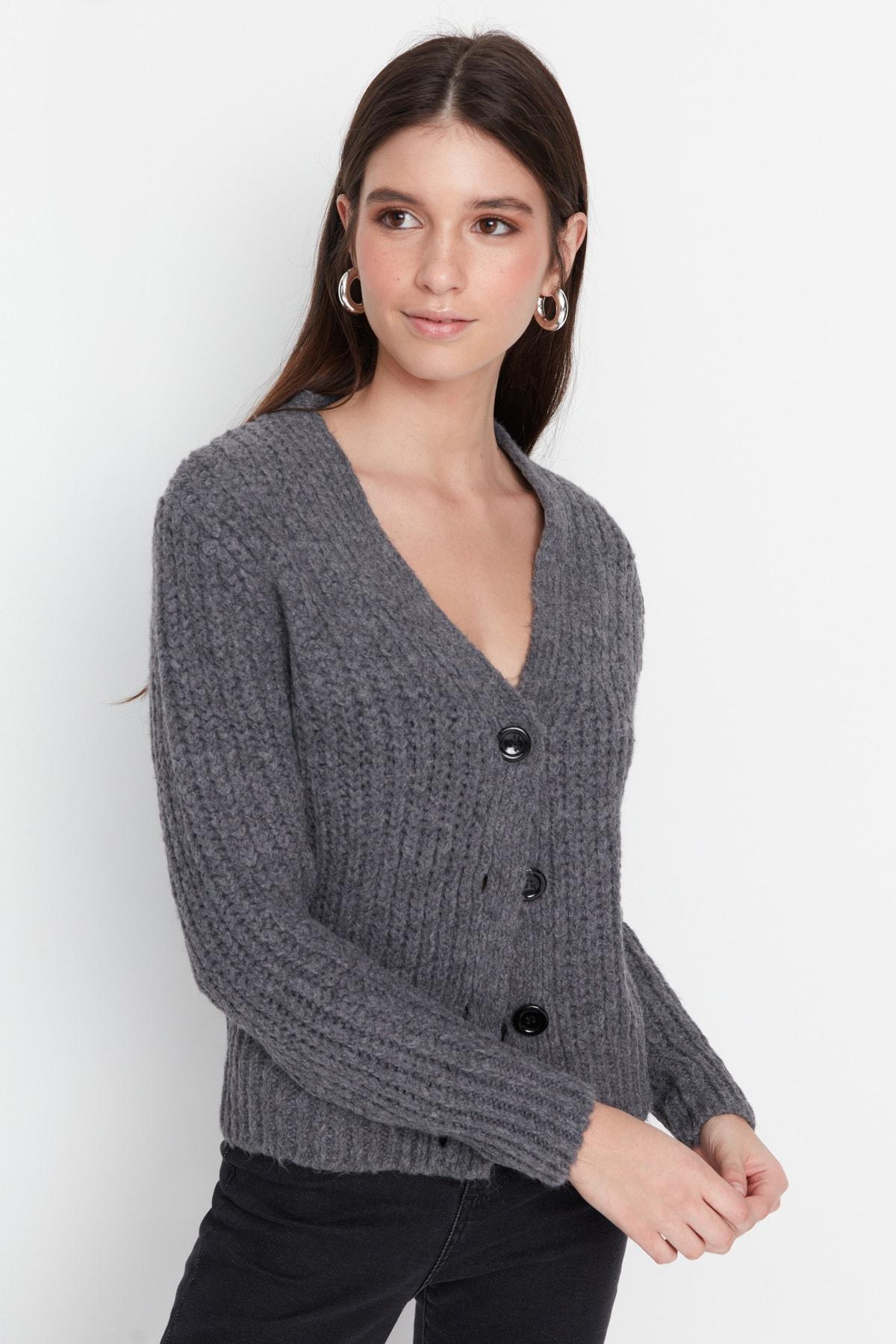 

Детальный кардиган вязки антрацитового цвета TWOAW20HI0214..