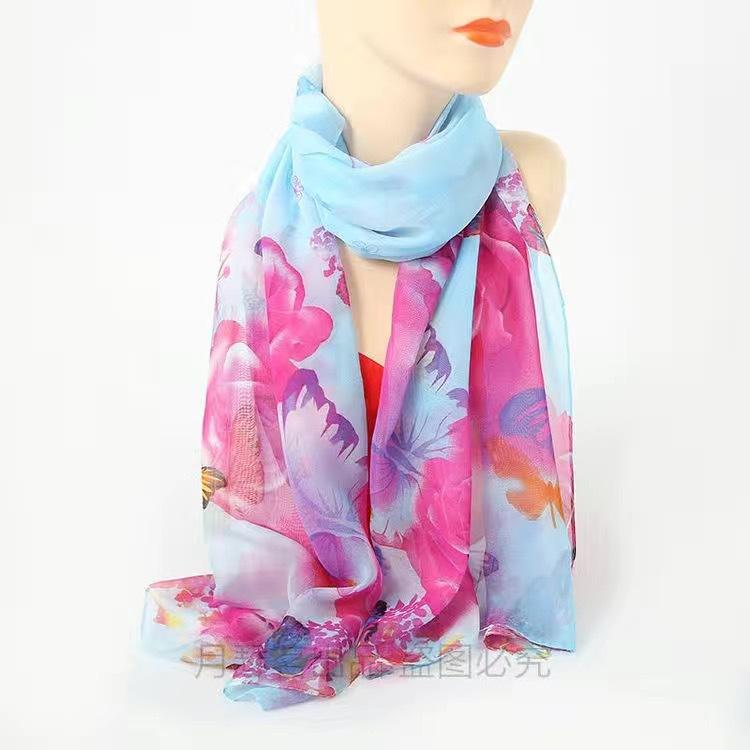 

Новый весенний женский шифоновый длинный шелковый шарф с изображением птицы, маленький шарф 50*155