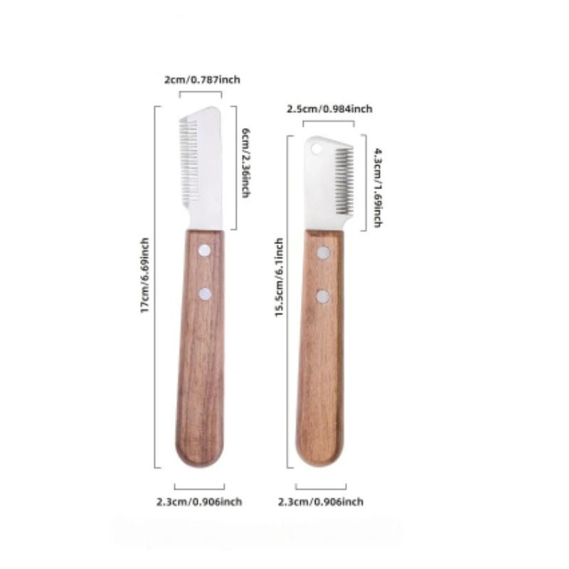 Professionelle Hundepflegekamm Edelstahl Holzgriff Haarentferner Stripping-Messer für überschüssiges Unterfell