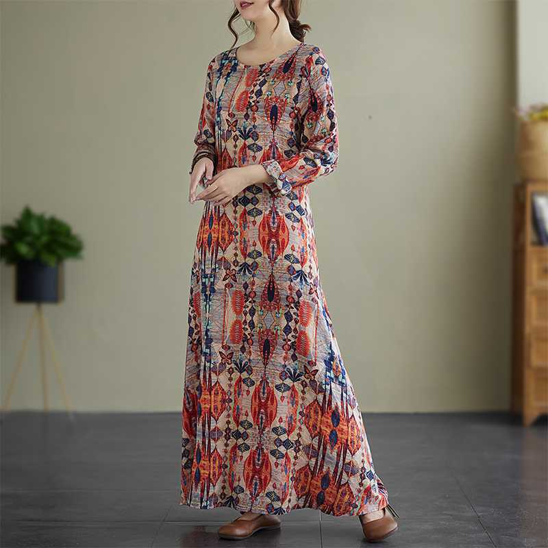 

Актуальные платья 2025 года, закрывающие тело, с новым цветочным принтом 2XL красный