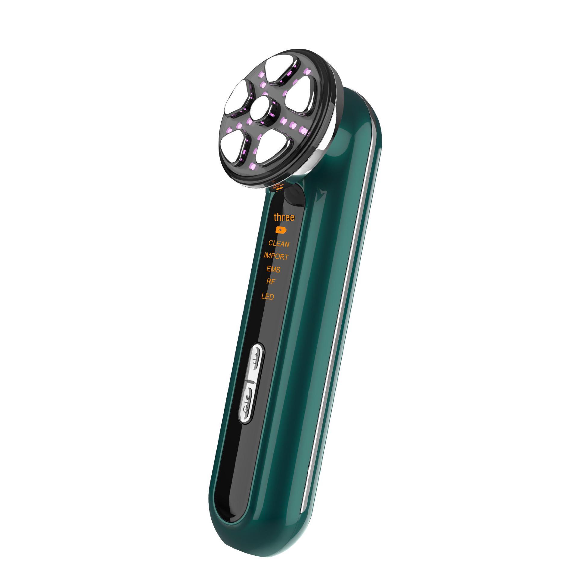 RF Microcurrent Radiofrequency Beauty Device for Home Skincare and Facial Massage темно-зеленого