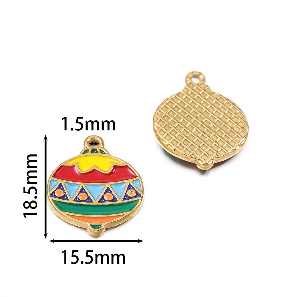 1pcs Stainless Steel Christmas Charms Gold Color Santa Claus Christmas Tree Enamel Pendants For DIY Earrings Necklaces Making