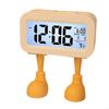 62KD Sausage Lip Cartoon Alarm Clock with Stable Feet Stand Battery Operated LCD Display Night Light Desk Clock Home Decors