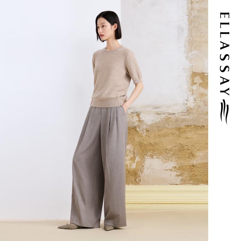 ELLASSAY Women's Sequined Cashmere-Blend Short-Sleeve Knit Top
