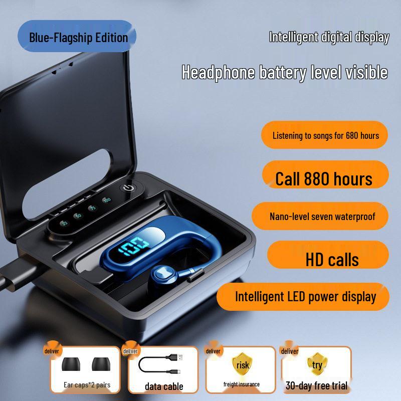 Wireless Single Ear Bluetooth Earphone with Long Battery Life for Drivers and Riders