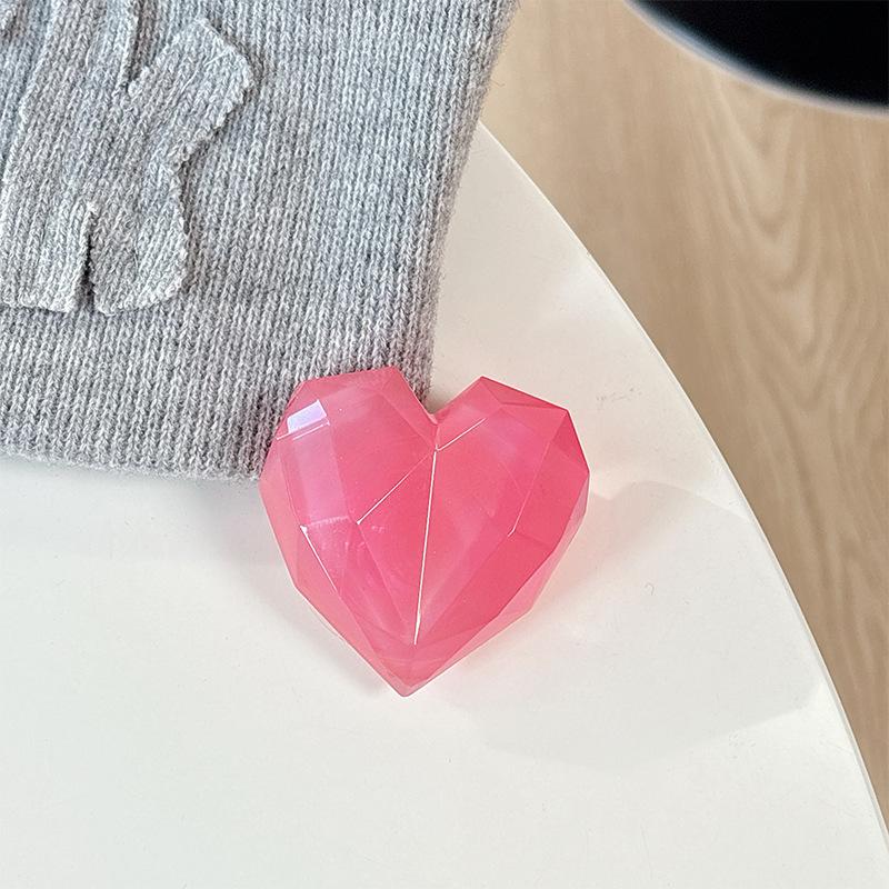 Magnetic Paste Three-Dimensional Laser Heart-Shaped Creative Desktop Drama Mobile Phone Airbag Bracket Transparent Telescopic Ring