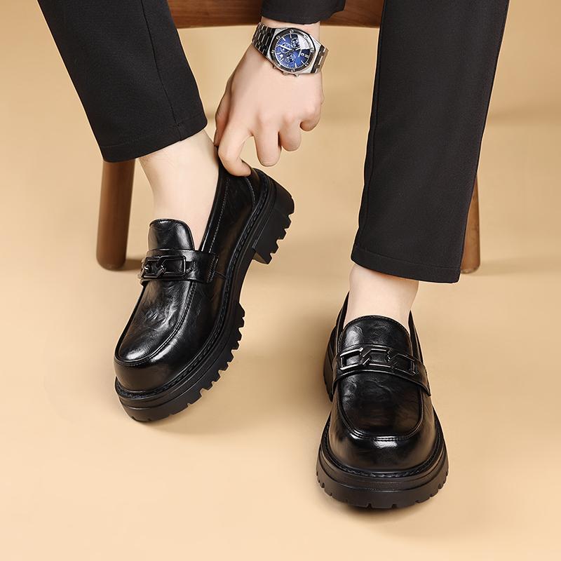 New Style Thick Soled Pure Black Comfortable Footwear Lace Up Black Shoes School Shoes/Work Shoes For Men JZ-506-66