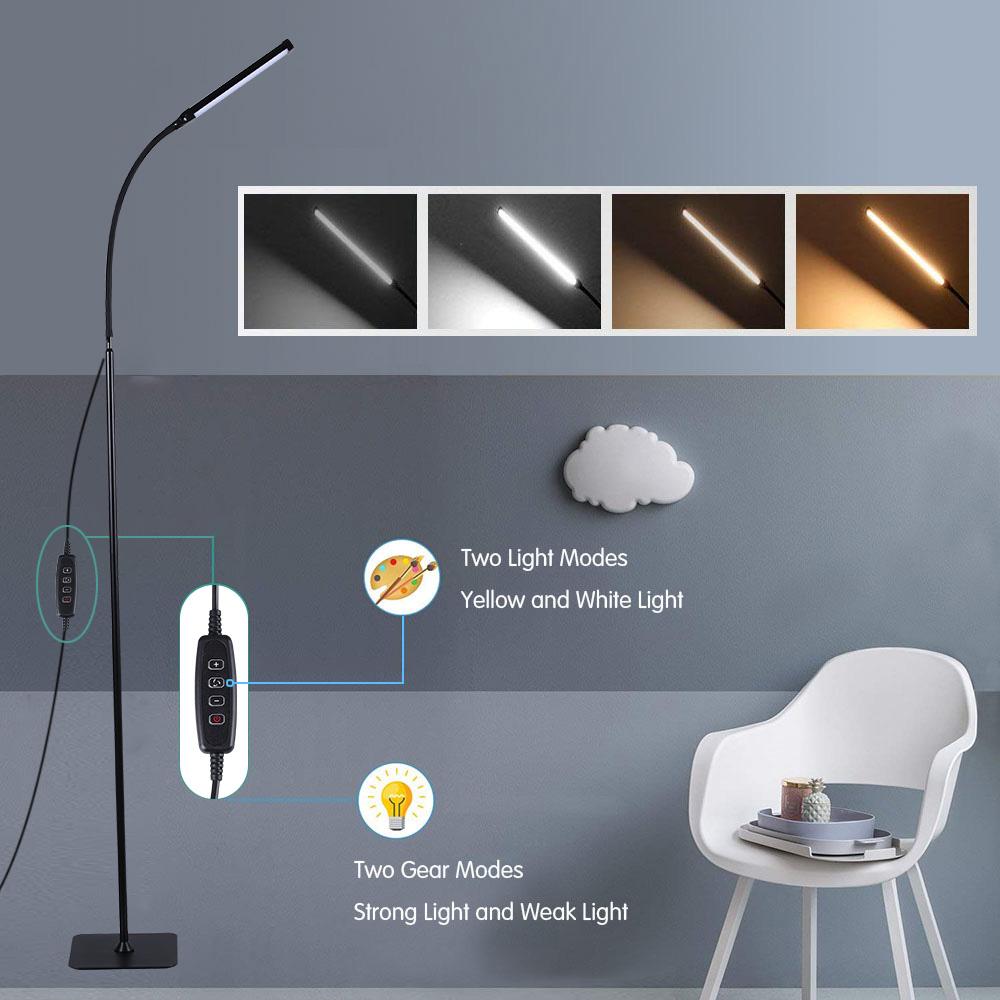 

New LED Eye-Caring Floor Lamp Dimmable 3Light Modes with Flexible Gooseneck Height Adjustable USB Home Reading Light for Bedroom