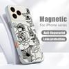 Case For iPhone 17 Pro Max Line Rose Flowers Leaves Pattern Magnetic For Magsafe Hybrid Slim Matte Cover For iPhone 16 15 14 13 Pro Max