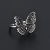Fashion Retro Butterfly Adjustable Ring for Women Engagement Anniversary Silver Jewelry Gift