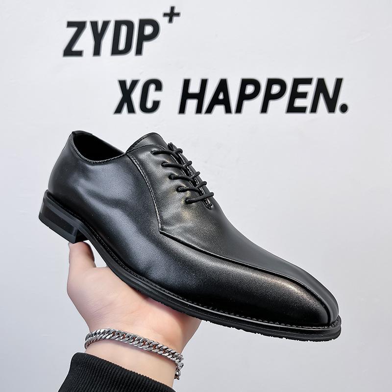 

Men s pointed leather shoes fashion lace-up men s shoes 2025 new British style heightening dress business shoes 70067-A 38 чёрный