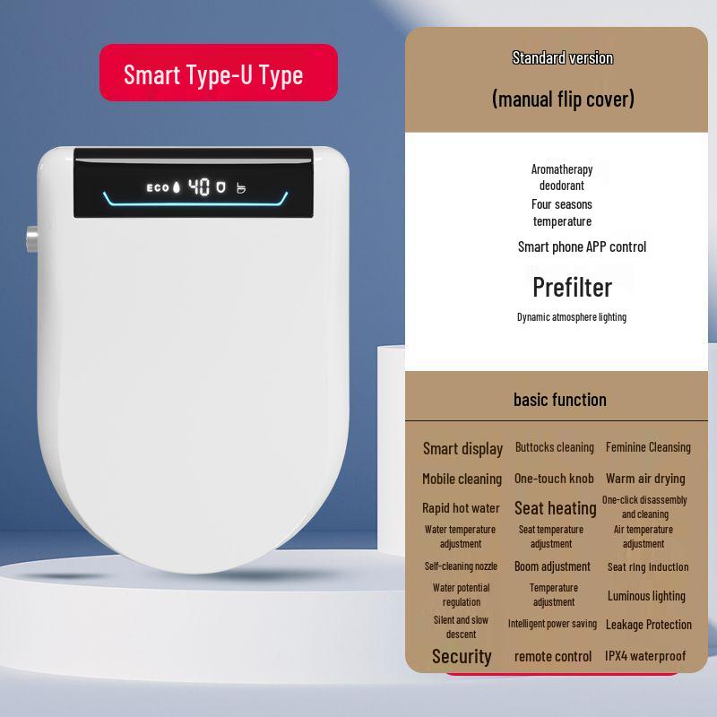 

Универсальное умное сиденье для унитаза с автоматическим подъемом, очисткой, сушкой, пультом дистанционного управления и V-образным пенопластовым щитком