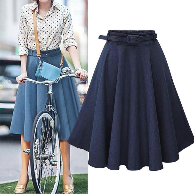 Женская мода Новая женская юбка в ковбойском стиле(Размер:Талия 65см-77см — фото 11