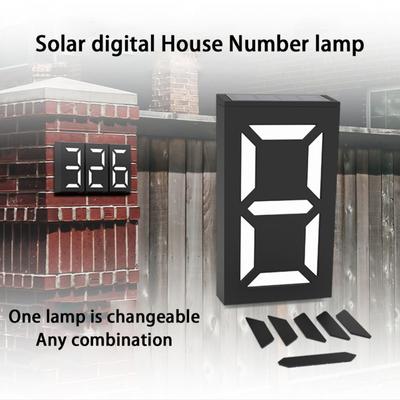 Solar Led House Number Sign Wall Mounted Rgb Digital Address Numbers Plaques Wall Light For Villa