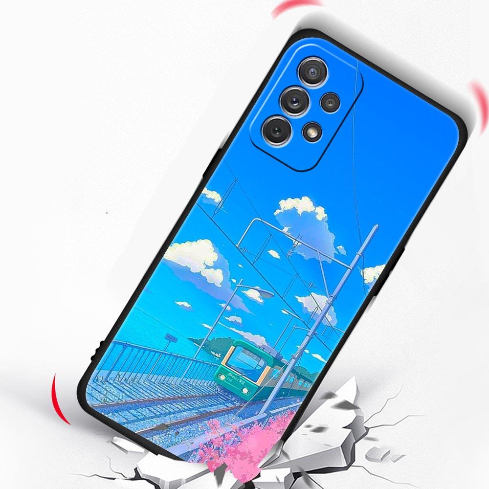 Cherry Blossoms Traint Moun Fuji Case For Samsung A13 A51 A71 A41 A31 A21S A11 A01 A03S A12 A32 A52 A22 A23 A33 A53 A73 5G Cover