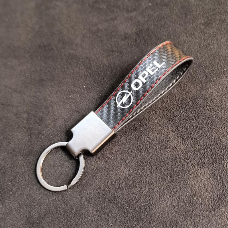 Carbon Fiber Car Keyring Keychain Luxury Leather Key Chain Pendant For Opel Antara Astra Insigni Mokka Corsa Mokka Vectra Opc