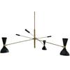 Candelabru elegant în stil trienal, cu trei brațe, reglabil, negru și alamă
