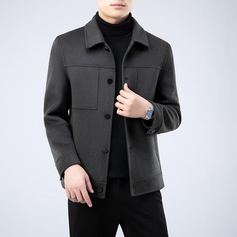 Firstview Men's Business Casual Lapel Double-Faced Wool Coat