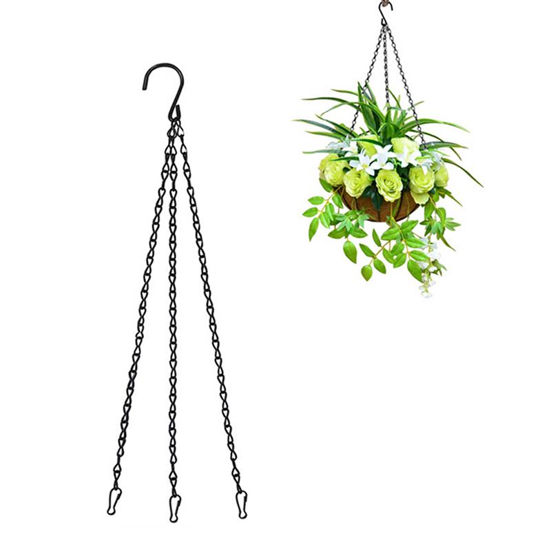 1Pc 40/50Cm Imitation Rattan Hanging Basket Flower Pot Chain With 3 Hooks Chains Plants Plant Grow Basin Home Garden Decor