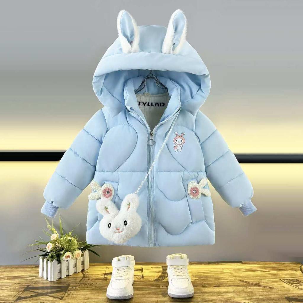 Girls' Cotton-padded Jacket, No-wash, Fleece and Thickened Cotton-padded Jacket, Cute and Warm Coat for Children