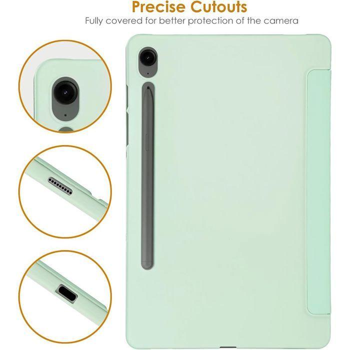 Coque + Verre Trempé -E.F.CONNECTION - pour Samsung Galaxy Tab S9 - Vert - Antichoc - Support Pliable