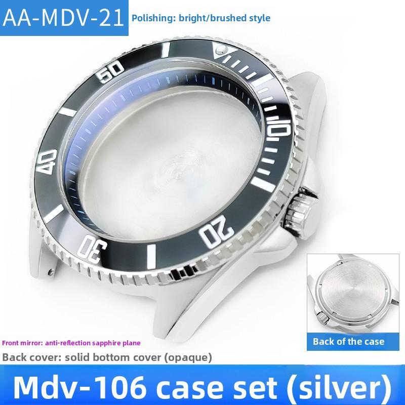 MDV106 Metal Case Film Bezel Bumper Armor For Casio MDV-106 Stainless Steel Crown Caseback Sapphire Glass Men Watch Accessories