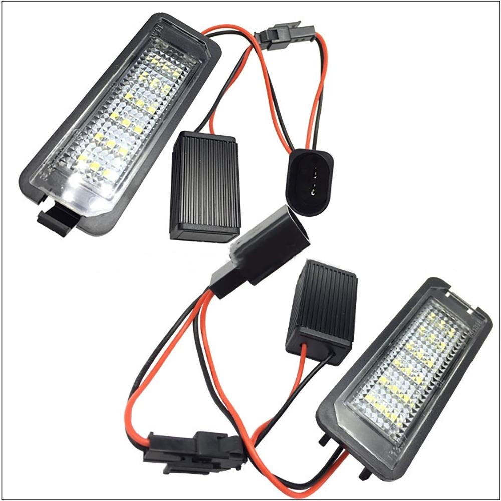 2PCS LED License Plate Lights For Volkswagen Golf 5/6/7 Passat Porsche Skoda SEAT License Lamps 6500K