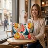 Stylish Fruit Pattern Tote Bag Casual Daily Shoulder Bag for Shopping Travel Commute