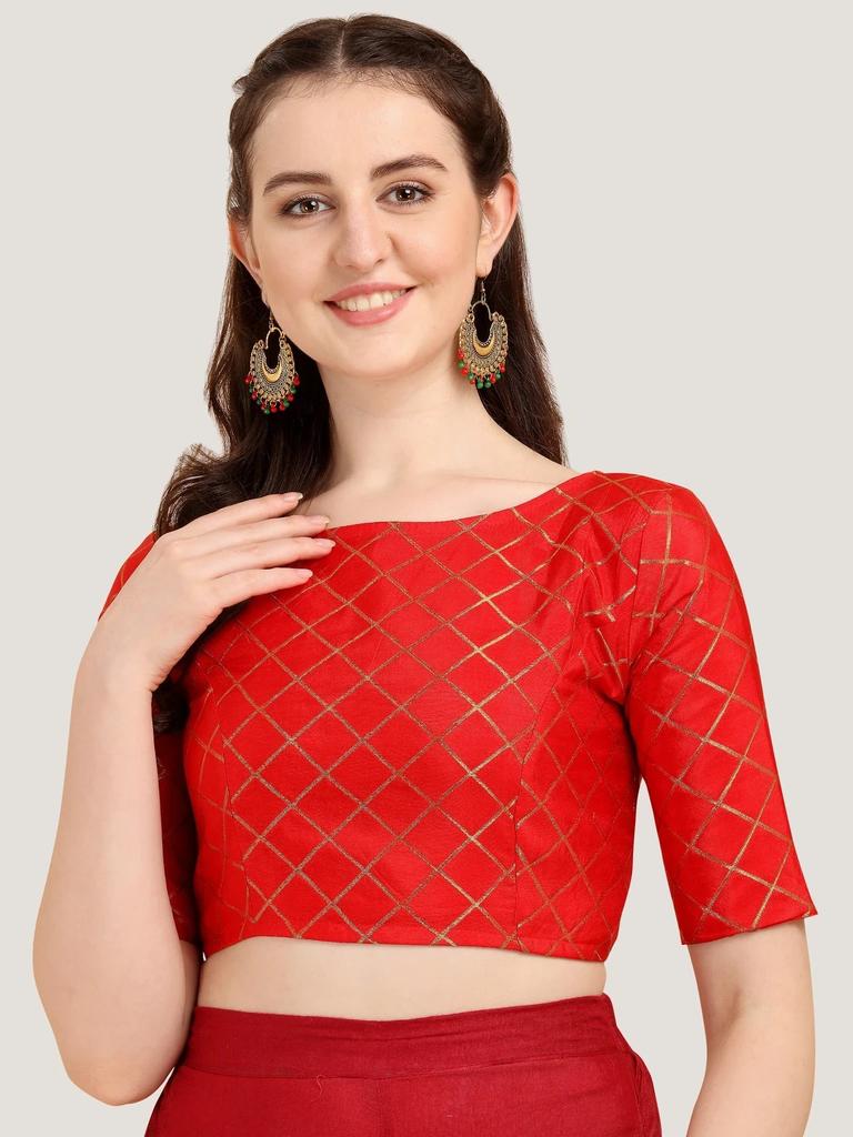 Hermosa Blusa de Trabajo Tejida en Jacquard Ropa para Fiesta de Boda India Choli Cosido