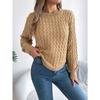 Women's Sweatshirt Casual Top Solid Colour Cable-Knit Bell Sleeves Asymmetrical Pullover