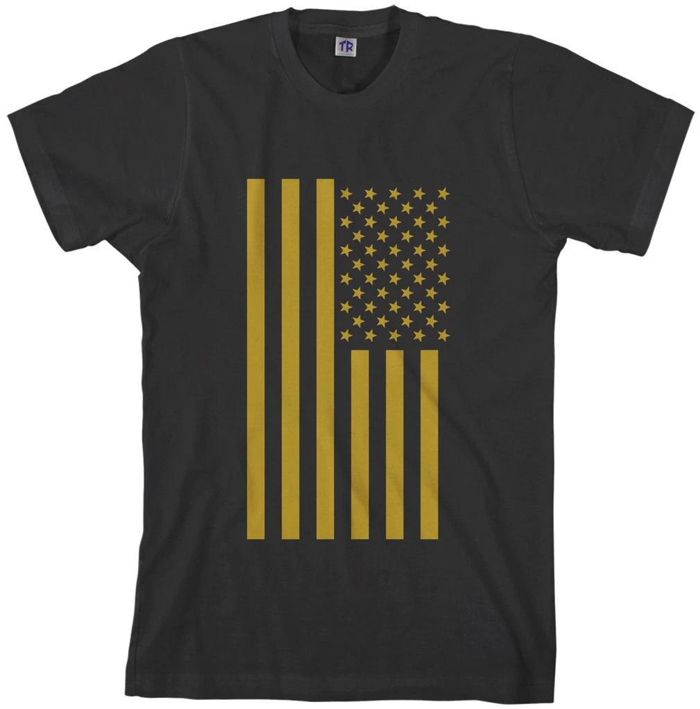 Threadrock Men s Gold American Flag T shirt united states M
