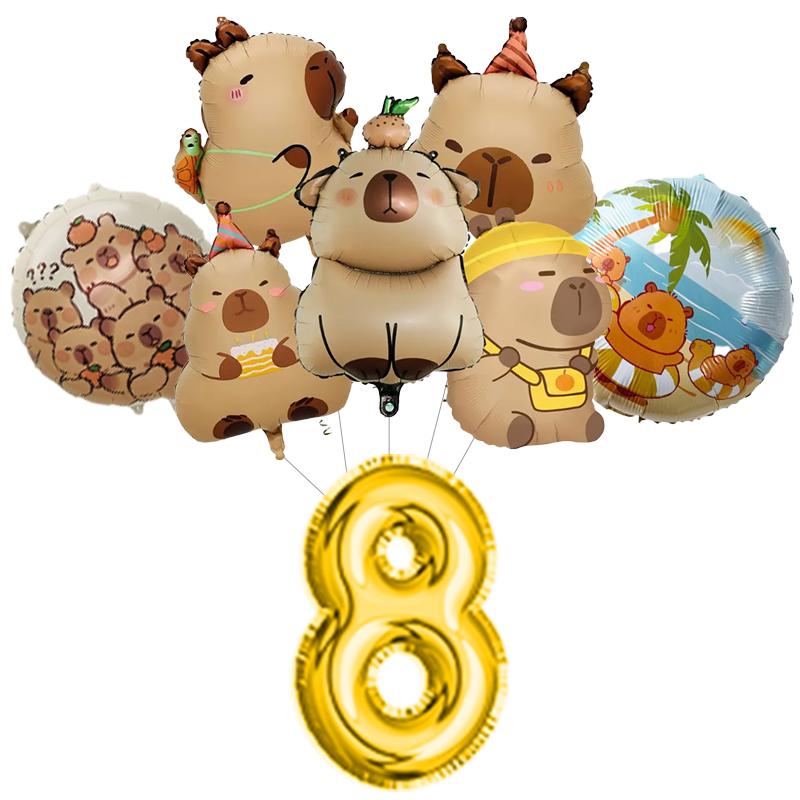 New Capybara Birthday Decoration Capybara Tableware Party Balloons Cups Plate Kit Banner Backdrop Cartoon Deco Supplies Set