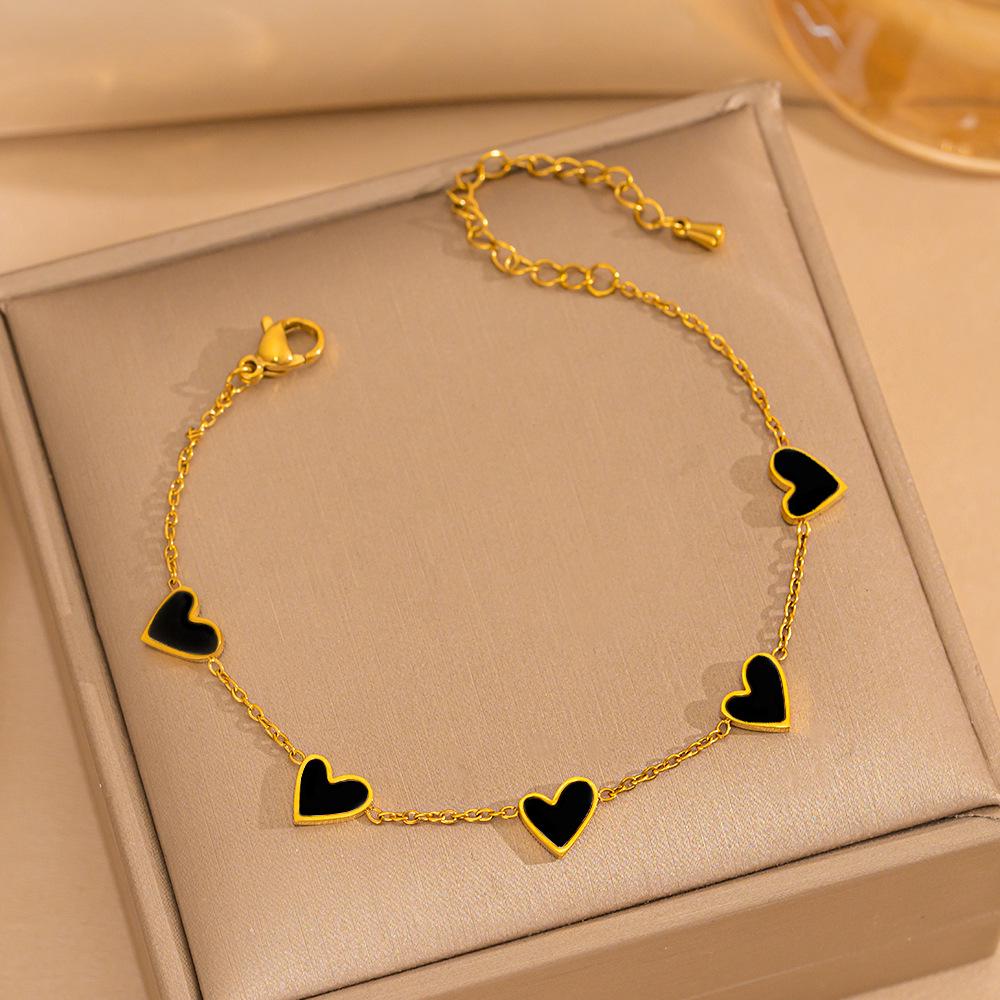 Elegantes 18K vergoldetes Edelstahl-Herzarmband mit weißer Muschel