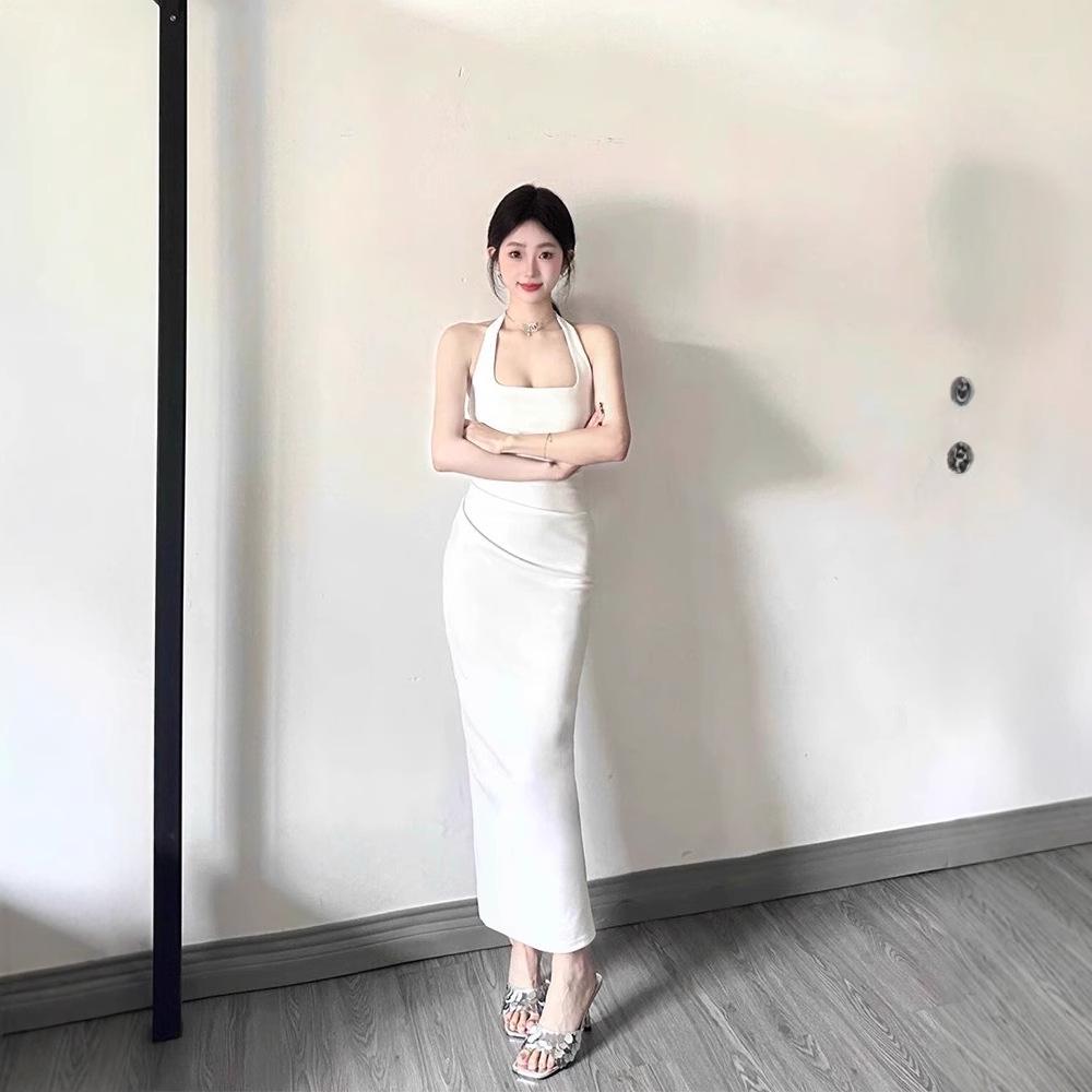 Rochie elegantă albă fără mâneci cu gât pătrat - Subțiază, avantajează silueta, stil franțuzesc