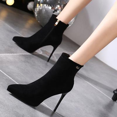Fashion Hot Boots Elastic Pointed Toe Boots Thin Heels Women Black Ankle Winter Boots Zip Chelsea Botines De Mujer 2025 Zapatos De Mujer
