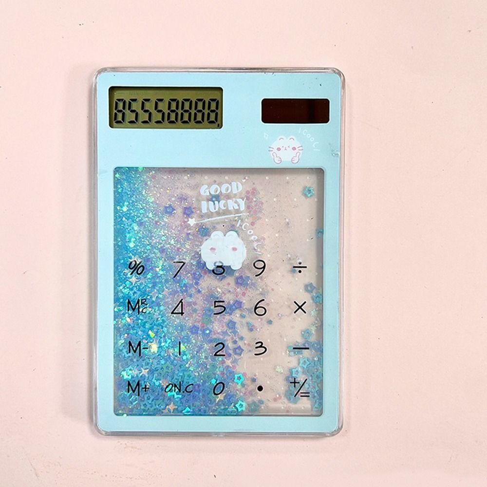 Transparent Mini Solar Calculator Quicksand School Supplies Cute Student Stationery  School