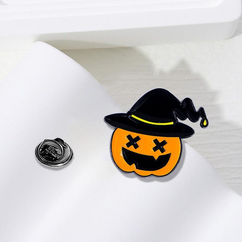 Popular Series Brooch Pumpkin Skull Ghost Alloy Oil Drip Metal Cartoon Punk Horror Badge
